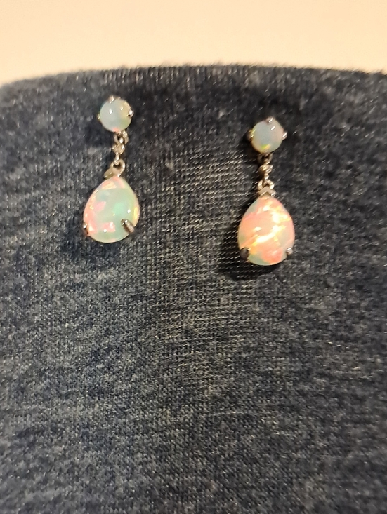 Zales Jewelry - Opal Teardrop Drop Earrings - Pink Opal Look